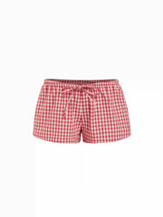 Cotton-blend Low Rise Gingham Twist Knot Shorts