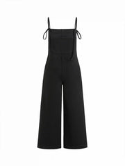 DENIM KNOTTED POCKET WIDE LEG TROUSERS