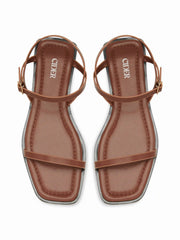 ADJUSTABLE STRAP SQUARE TOE SANDALS