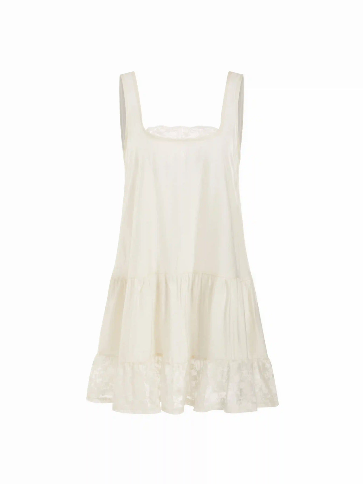 Oversized Square Neckline Lace Trim Mini Nightdress