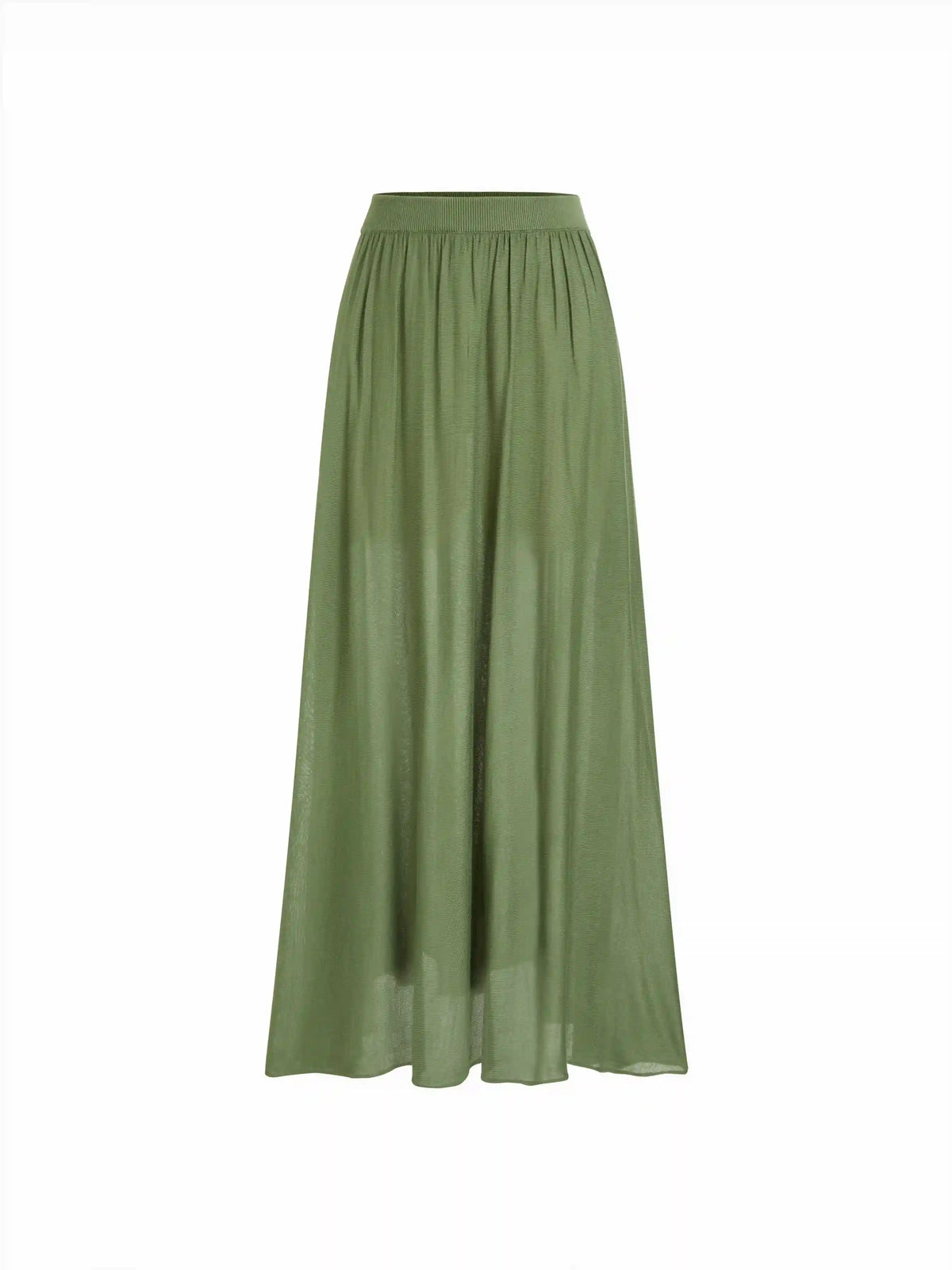 Knit Mid Rise High Stretch Draped Maxi Skirt