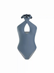 Halter Neckline Hollow Out Criss Cross One Piece Swimsuit