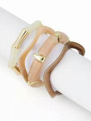 4 PCS BAMBOO TUBE & WAVE RESIN BRACELET SET