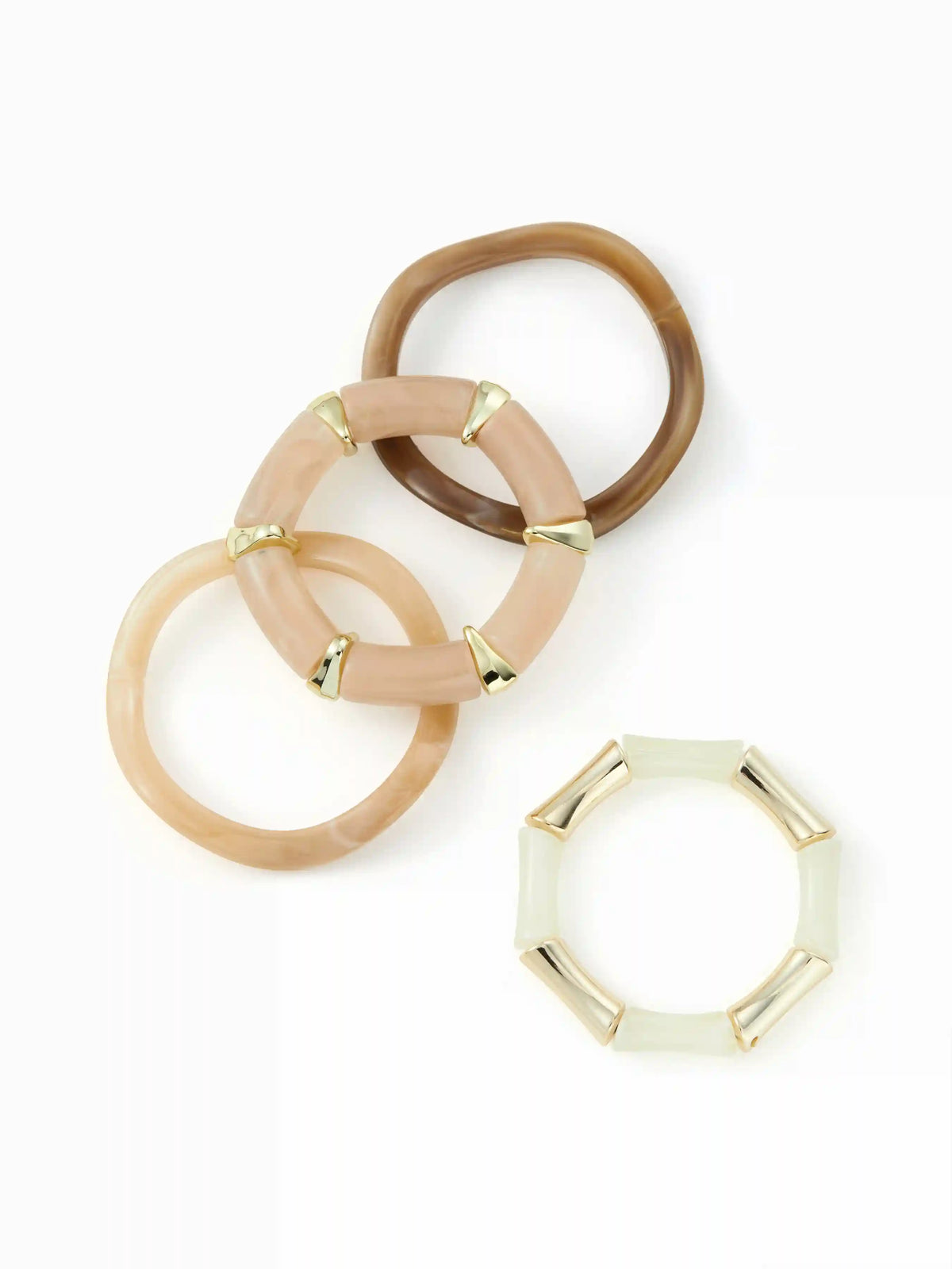 4 PCS BAMBOO TUBE & WAVE RESIN BRACELET SET