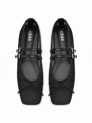 BOWKNOT DOUBLE STRAP MARY JANE FLATS