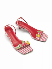 CHERRY & KIWI & PINEAPPLE HEELED SANDALS