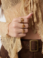 3 PCS GEMSTONE OPEN RING SET