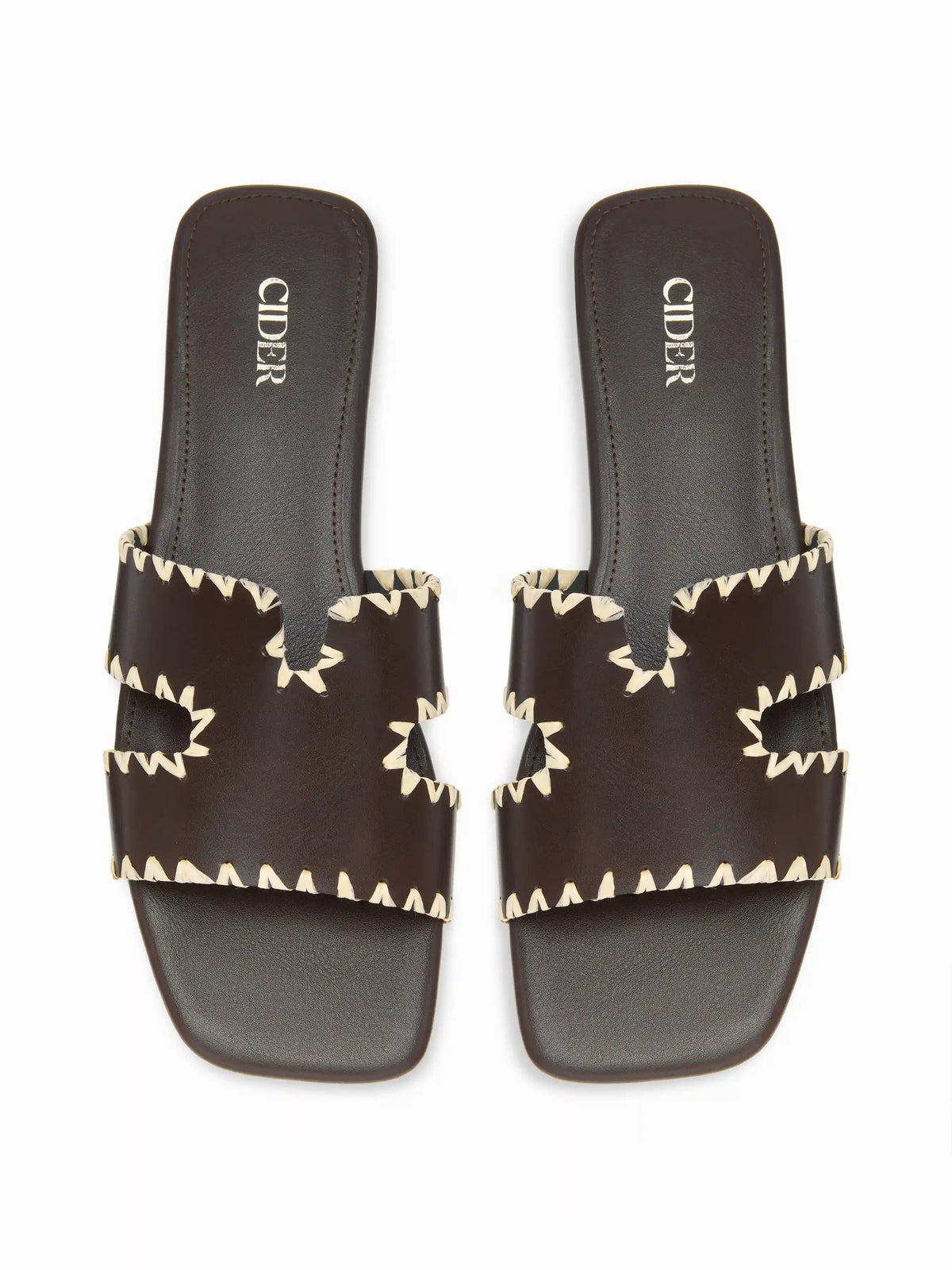 FAUX LEATHER TWO-TONE SLIPPERS