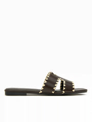 FAUX LEATHER TWO-TONE SLIPPERS