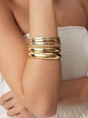 8 PCS TEXTURED BANGLE BRACELET SET