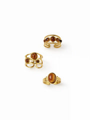 3 PCS GEMSTONE OPEN RING SET