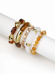 5 PCS RESIN BEADED BRACELET SET
