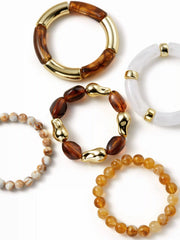 5 PCS RESIN BEADED BRACELET SET