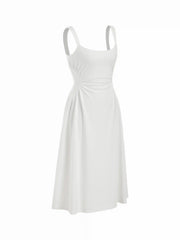Scoop Neck Ruched A-line Midi Dress