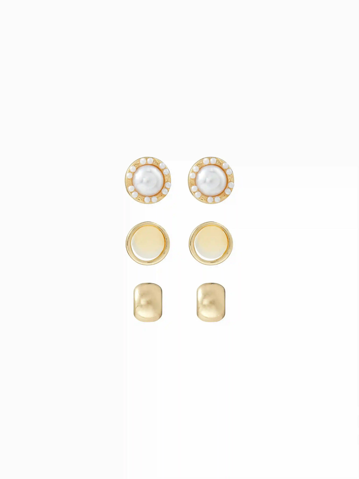 3 PAIRS FAUX PEARL STUD EARRINGS SET