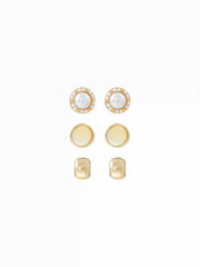 3 PAIRS FAUX PEARL STUD EARRINGS SET