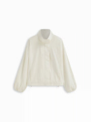 Stand Collar Drawstring Metal Button Jacket