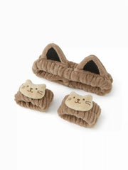 CAT SKINCARE HEADBAND & WRISTBAND SET
