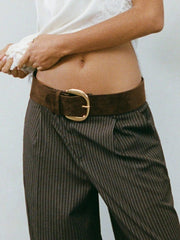 WIDE FAUX SUEDE BUCKLE BELT