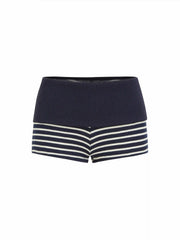 High Stretch Striped Low Rise Micro Shorts