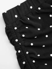 Polka Dot Drawstring Crop Cami Top & Low Rise Drawstring Micro Shorts Set
