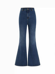 Washed Denim High Rise Flared Jeans