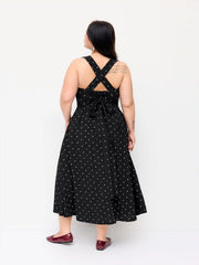 Polka Dot Square Neck Ruffle Criss Cross Maxi Dress Curve & Plus