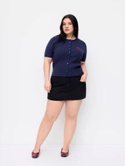 Cable Knit Cherry Embroidery Top Curve & Plus