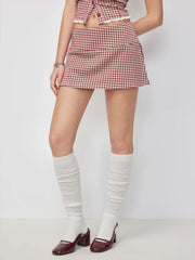 Jacquard Low Rise Gingham A-line Mini Skort