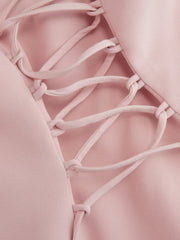 Chiffon Sculptural Halter Neckline Lace Up Maxi Bobycon Dress With Scarf