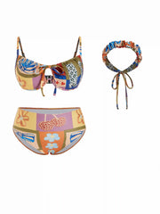 Sweetheart Neckline Conversational Print Bikini Swimsuit Curve & Plus