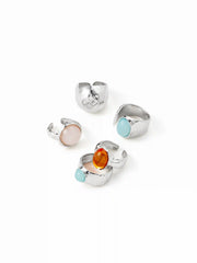 5 PCS GEMSTONE OPEN RING SET
