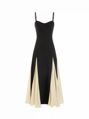 Color-Blocked Scoop Neck Flared Maxi Dress