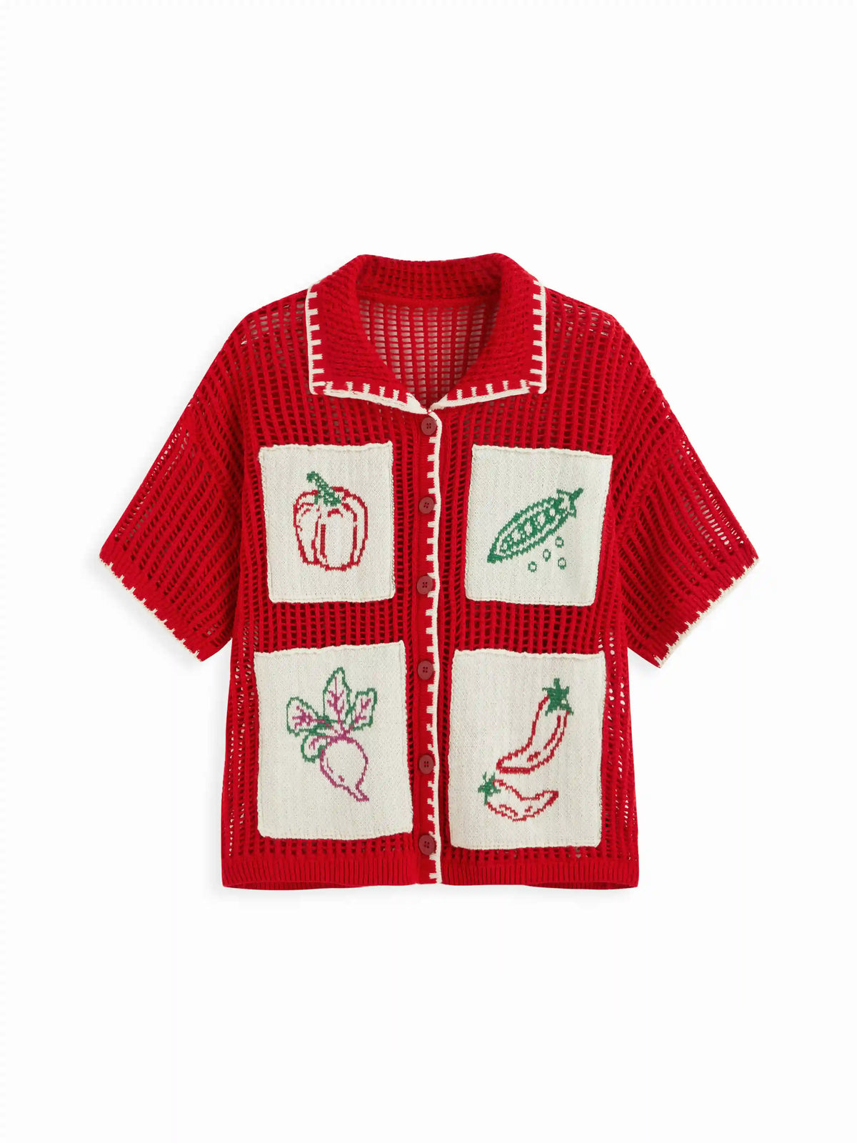 Crochet Fruit Embroidery Oversized Cardigan Curve & Plus
