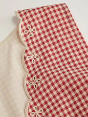 Cotton-blend Gingham V-neck Scallop Hem A-line Mini Dress Curve & Plus