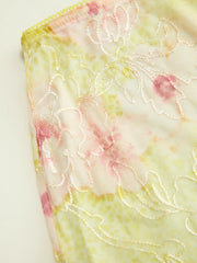 Floral Embroidery Mid Rise Mermaid Midi Skirt