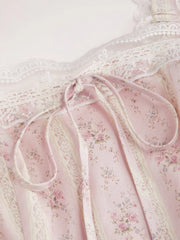 Cotton-blend Sculptural Sweetheart Ditsy Floral Lace Up Ruffled Maxi Dress