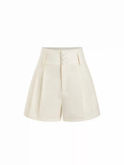 Linen-blend High Waist Shorts