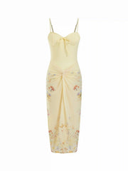 Sweetheart Neck Floral Print High Stretch One Piece Swimsuit With Sheer Wrap Skirt