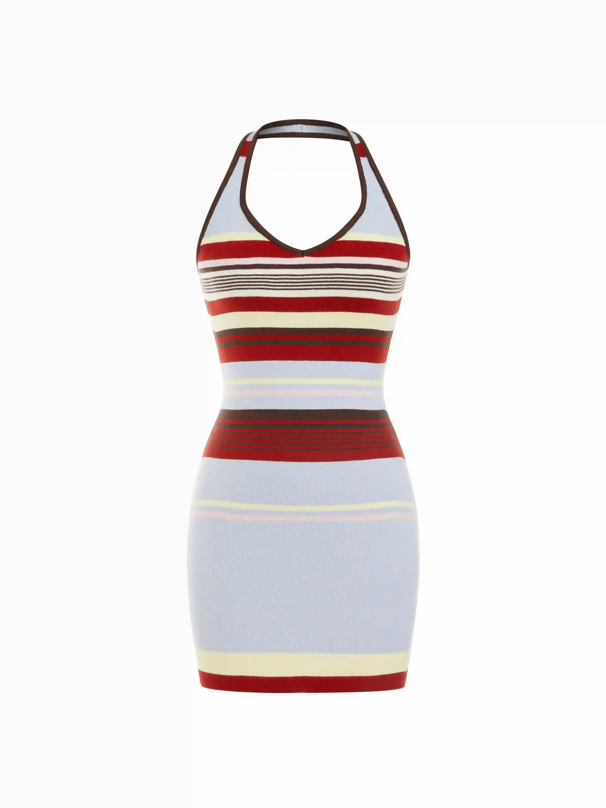 Knit Halter Striped Bobycon Mini Dress