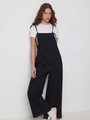 DENIM KNOTTED POCKET WIDE LEG TROUSERS