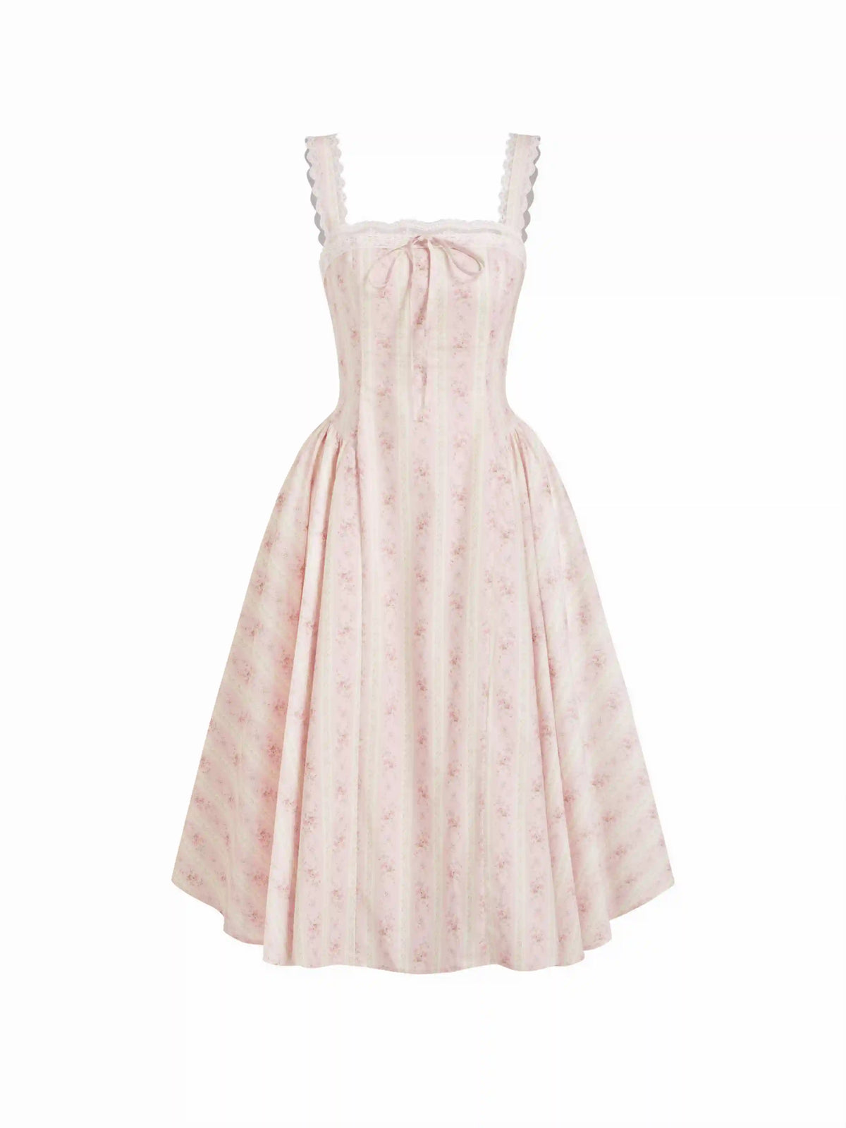 Cotton-blend Sculptural Sweetheart Ditsy Floral Lace Up Ruffled Maxi Dress
