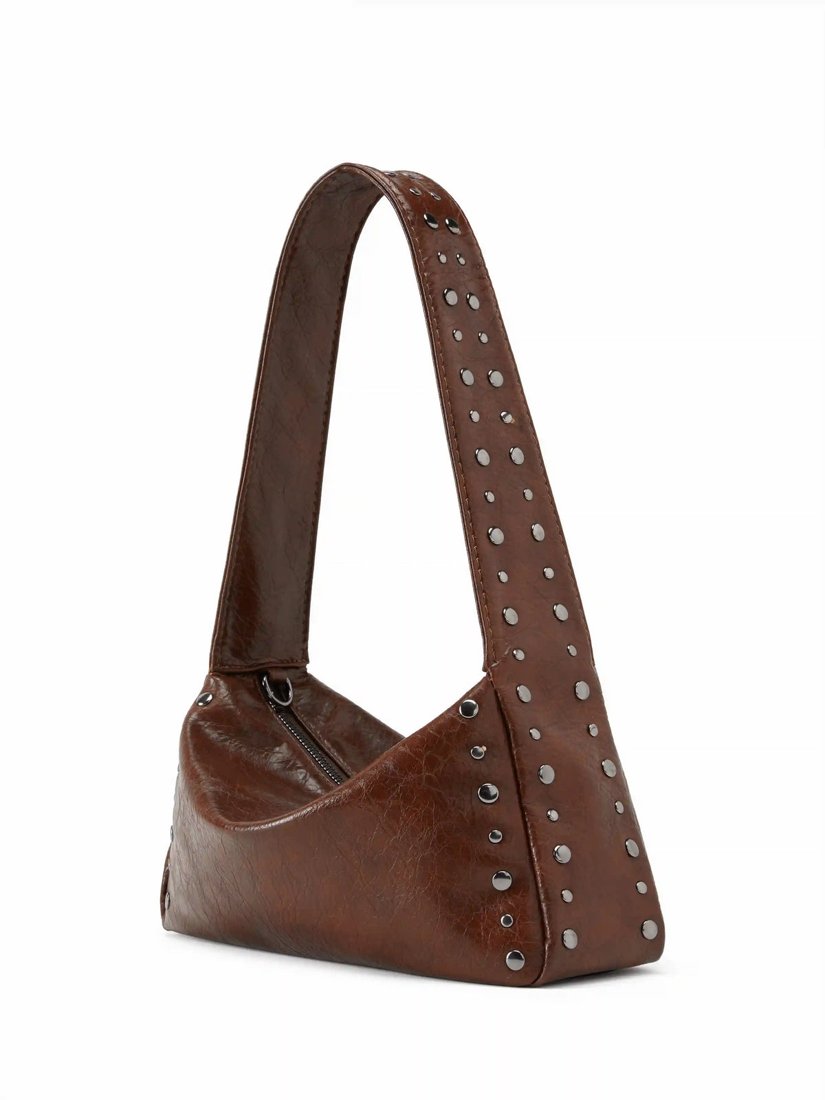 STUDDED FAUX LEATHER SHOULDER BAG