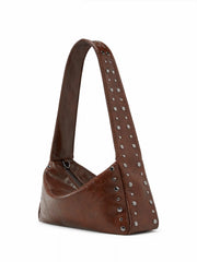 STUDDED FAUX LEATHER SHOULDER BAG