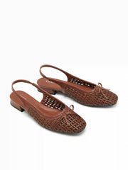 BOWKNOT WOVEN SLINGBACK FLATS