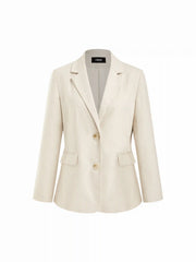 Linen-blend Notched Collar Regular Fit Blazer
