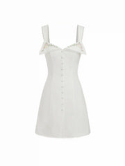 Jacquard Floral Embroidery Sweetheart A-line Mini Dress