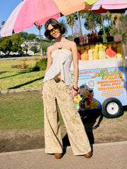 Cider Denim Floral Low Rise Wide Leg Jeans