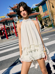Chiffon Low Rise Ruffle Hem Layered Mini Skort