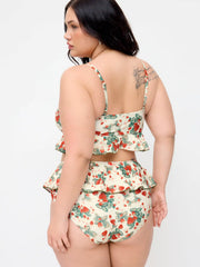 Shaping V-neck Strawberry Graphic Bracelet Full Coverage Bikini Swimsuit Curve & Plus